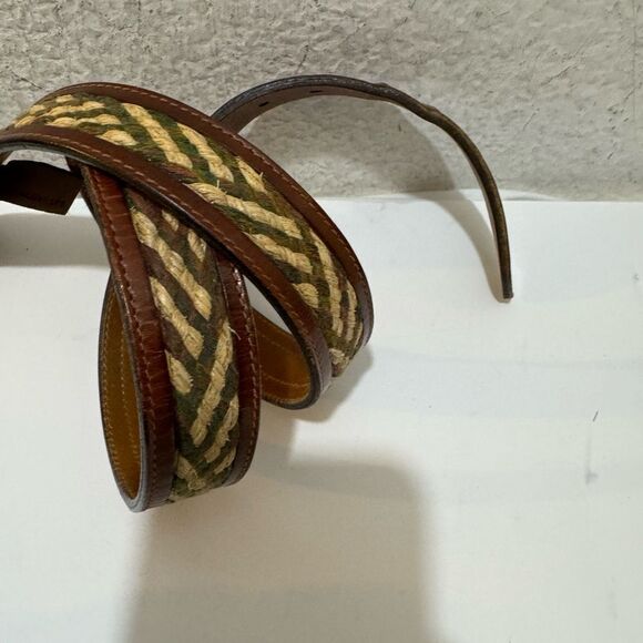 Trafalgar Men's Braided Leather Belt with Gold Buckle Size 36 - Picture 3 of 5